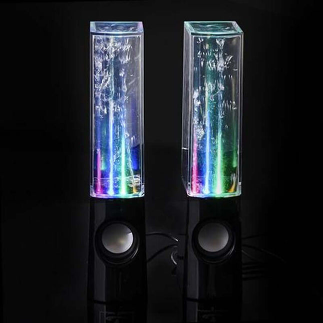 Dancing Water Speaker LED Light Fountain Speaker Party with colorful LED lights and water effect.