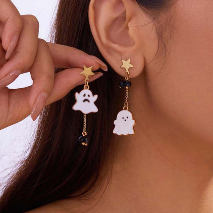Dark Style Halloween Spider Web Earrings Bat Ghost Spooky Design