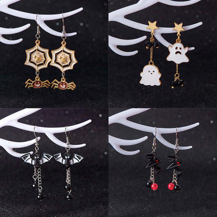 Dark Style Halloween Spider Web Earrings Bat Ghost Stylish Costume Accessory