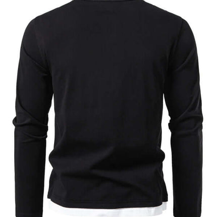 Double Layer V Neck Long Sleeve T Shirt for Men long sleeve design