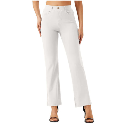 Elastic Waist Work Office Straight-leg Trousers pink size L waist 72cm.
