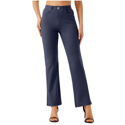 Elastic Waist Work Office Straight-leg Trousers professional garment measurements