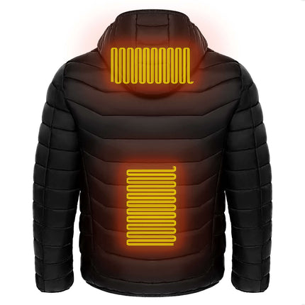 Electric Heated Waterproof Winter Puffer Jacket back view
