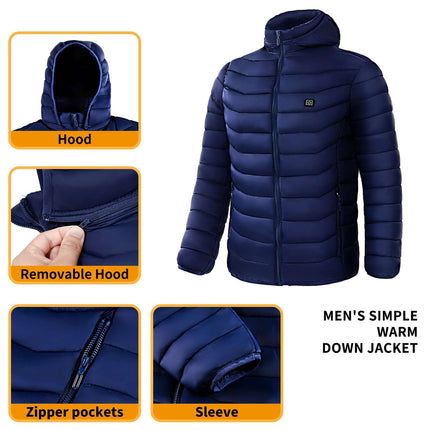 Electric Heated Waterproof Winter Puffer Jacket hood design