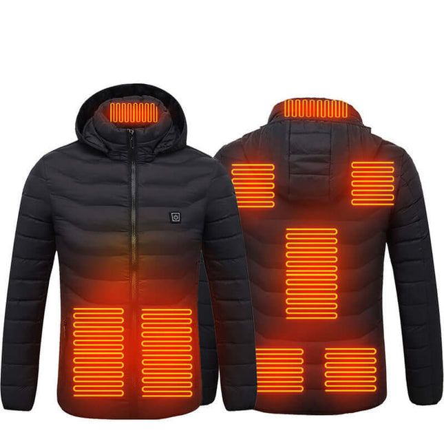 Electric Heated Waterproof Winter Puffer Jacket heating zones