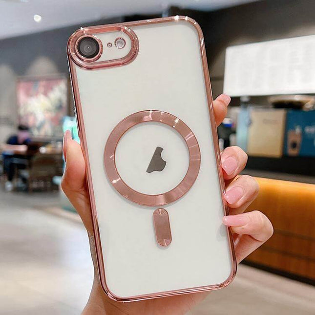 Electroplating MagSafe Phone Case for iPhone showing ultra clear built in protective camera lens film layers