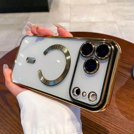 Electroplating MagSafe Phone Case for iPhone wireless charging interaction demonstration with a magnetic power bank