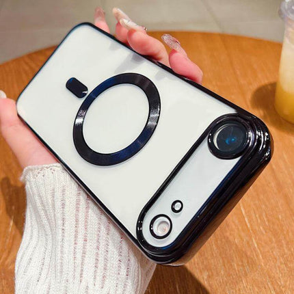 Electroplating MagSafe Phone Case for iPhone, showcasing sleek design with magnetic attachment feature.