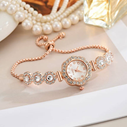 Color Diamond Pull Out Bracelet Watch for Women silver color version