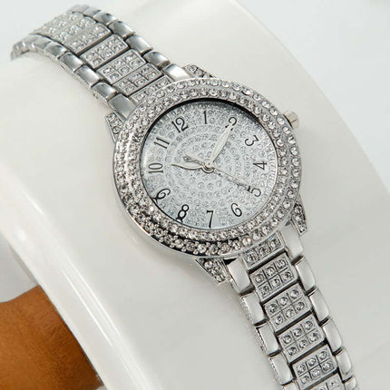 Crystal Bracelet Pull Out Quartz Watch for Women front view