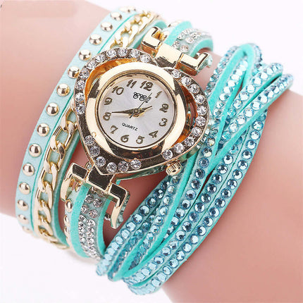 Diamond Heart Dial Bracelet Watch for Women bracelet wrap style