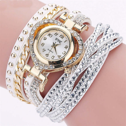 Diamond Heart Dial Bracelet Watch for Women front view