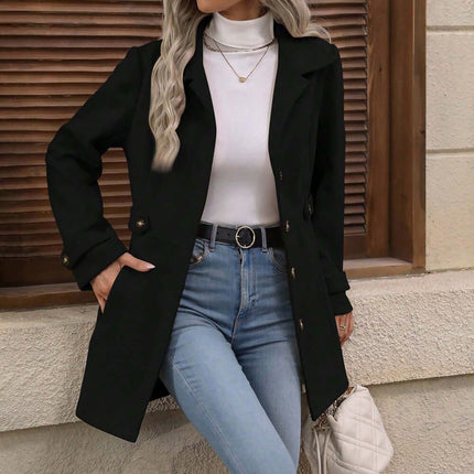 Elegant Single Breasted Woolen Coat women winter clothing.