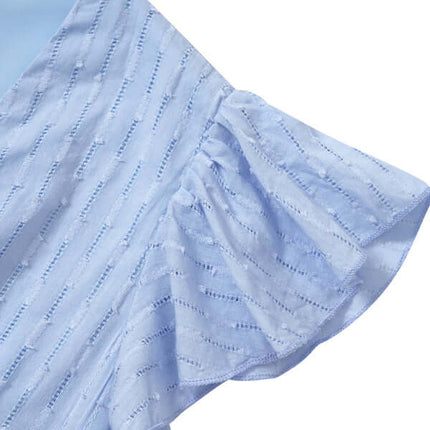 Elegant V-Neck Cotton Waist Dress for Women Fresh Style Chic flat lay