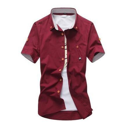 Embroidery Mens Shirts crisp clean white variant showing detailed floral decoration accents on the front profile