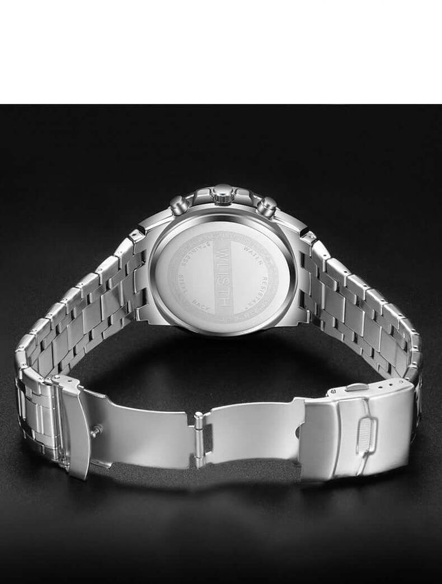 Luminous Steel Sports Quartz Wrist Watch for Men side profile