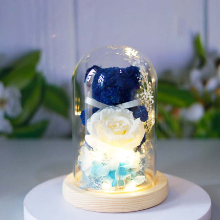 Eternal Rose Bear in Glass Dome perfect Mother's Day present.