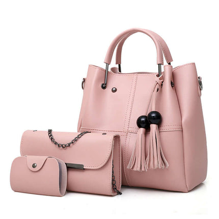 European American Fashion Tassels Mother Bag 3-Piece white set.