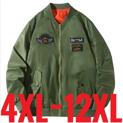 Extra Plus Size Mens Bomber Flight Jacket 12XL front view