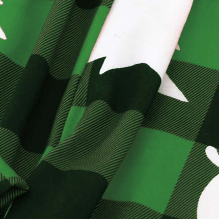 Family Matching Christmas Pajamas – Classic Plaid Holiday Sleepwear Sets for Adults & Kids in green plaid pattern.