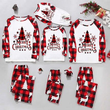 Family Matching Christmas Pajamas – Classic Plaid Holiday Sleepwear Sets for Adults & Kids in festive red and white design.