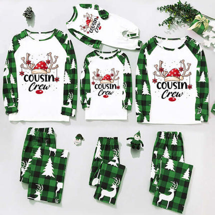 Family Matching Christmas Pajamas – Classic Plaid Holiday Sleepwear Sets for Adults & Kids, festive green plaid design.