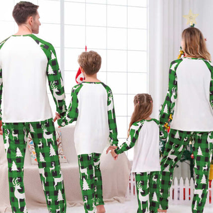 Family Matching Christmas Pajamas – Classic Plaid Holiday Sleepwear Sets for Adults & Kids in festive green pattern.