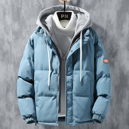 Fashion Hooded Jacket Men Winter Coat Thickened Sport male model wearing winter outerwear