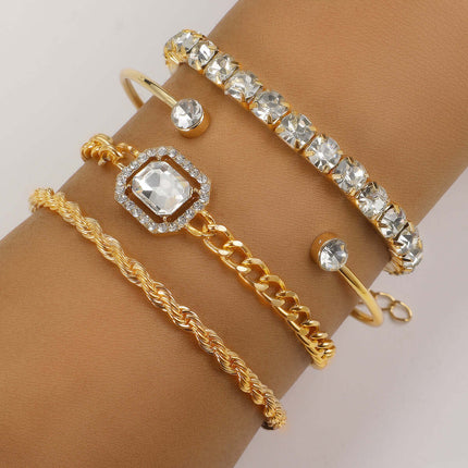 Fashion Jewelry 4 Pcs Crystal Bracelet Set Women total weight 25.76g.