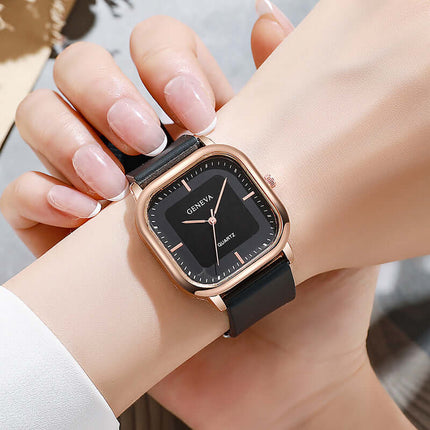 Rose Gold Square Dial Silicone Watch for Women silicone strap detail