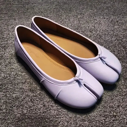 Fashion Soft Leather Split Toe Women Tabi Ballet Flats soft lining