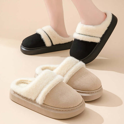 Fashion Warm Cotton Slippers plush velvet lining detail.