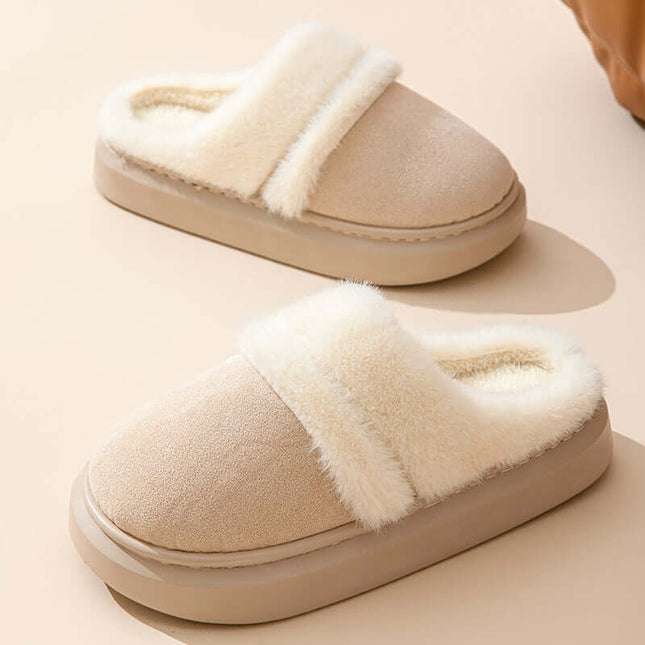 Fashion Warm Cotton Slippers khaki comfortable footwear.
