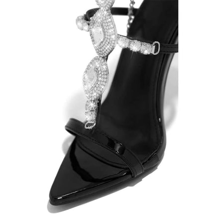 Fashionable Golden Rhinestone Gem Stiletto Sandals High Heels stiletto heel view