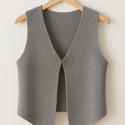 Women’s Deep V Sleeveless Knitted Top Cardigan top detail