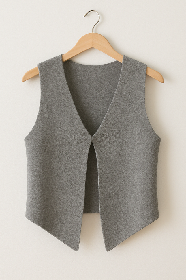 Women’s Deep V Sleeveless Knitted Top Cardigan top detail