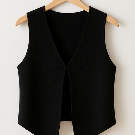 Women’s Deep V Sleeveless Knitted Top Cardigan fabric texture