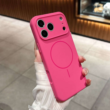 Fine Circle Magnetic Liquid Silicone Phone Case in pink, featuring a minimalist design with a magnetic circle.