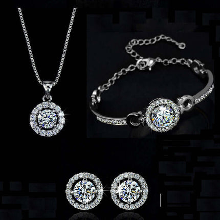 Floral Alloy Jewelry Set Necklace and Earrings front view