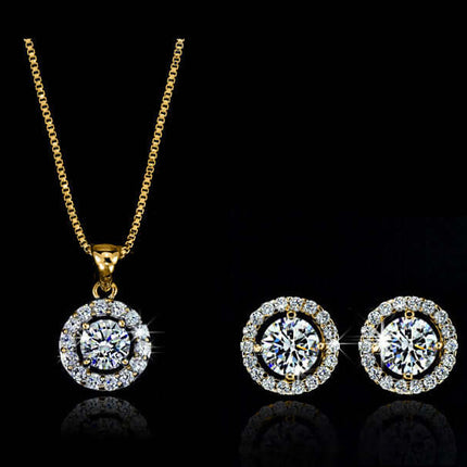 Floral Alloy Jewelry Set Necklace and Earrings full set display