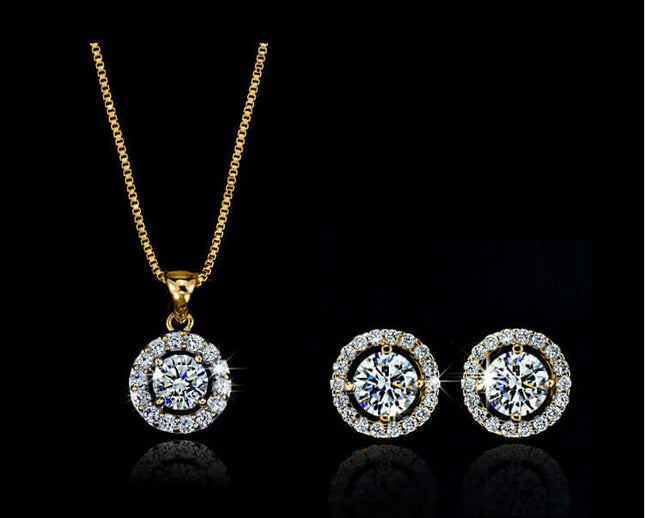 Floral Alloy Jewelry Set Necklace and Earrings full set display