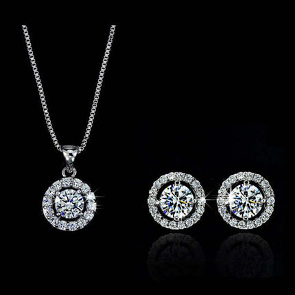 Floral Alloy Jewelry Set Necklace and Earrings alloy shine finish