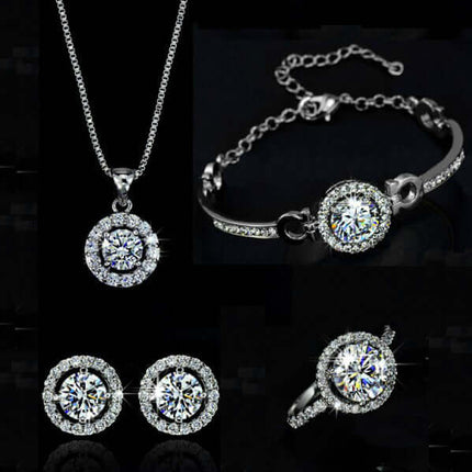 Floral Alloy Jewelry Set Necklace and Earrings women fashion style