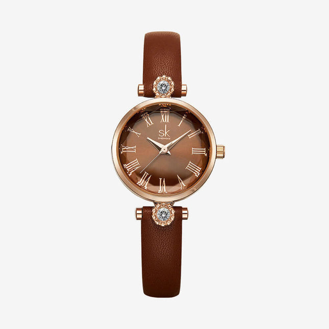 Elegant Diamond Floral Luxury Watch for Women rose gold buckle detail
