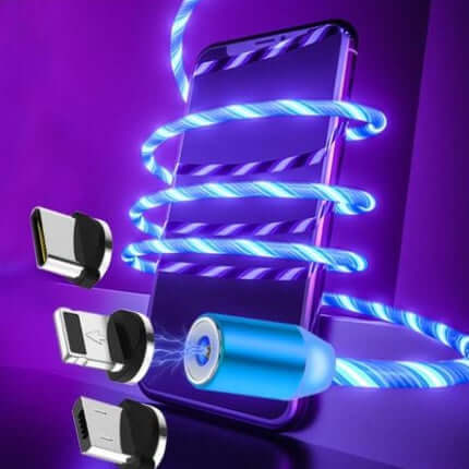 Flowing Light Magnetic Charging Cable for iPhone Type-C with LED glowing effect