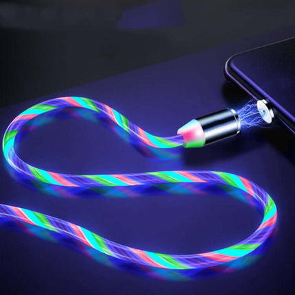 Flowing Light Magnetic Charging Cable for iPhone Type-C night visible LED lighting