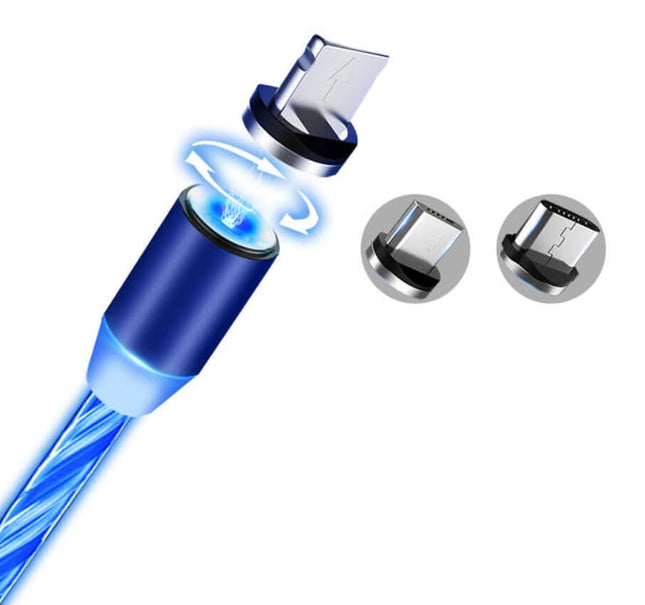 Flowing Light Magnetic Charging Cable for iPhone Type-C durable braided design