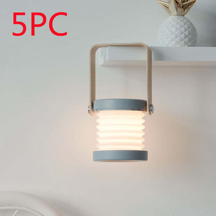 Foldable Touch Dimmable LED Night Light Portable Lantern wood base