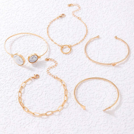 Geometric Love Triangle Five Piece Open Bracelet Set Women geometric rings