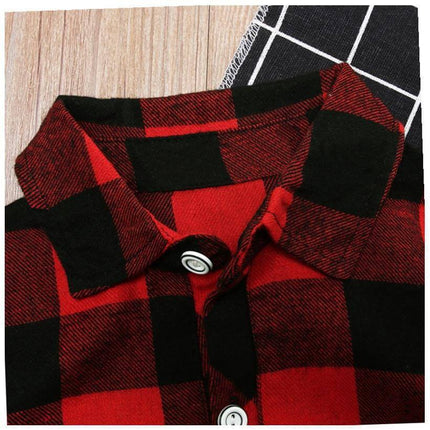Girls Red Plaid Dress european style outfit.
